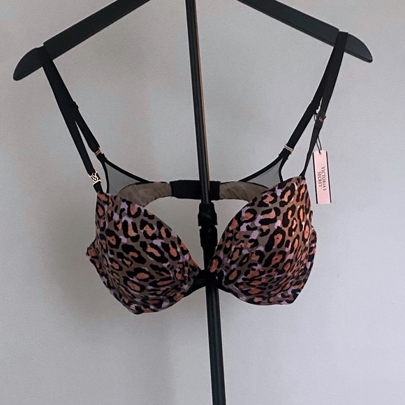 Victoria's Secret Bombshell Plunge Push Up Bra Leopard Print 34C NWT Sexy - Picture 6 of 7
